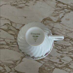 Creative Fine China Teacup with Floral Design